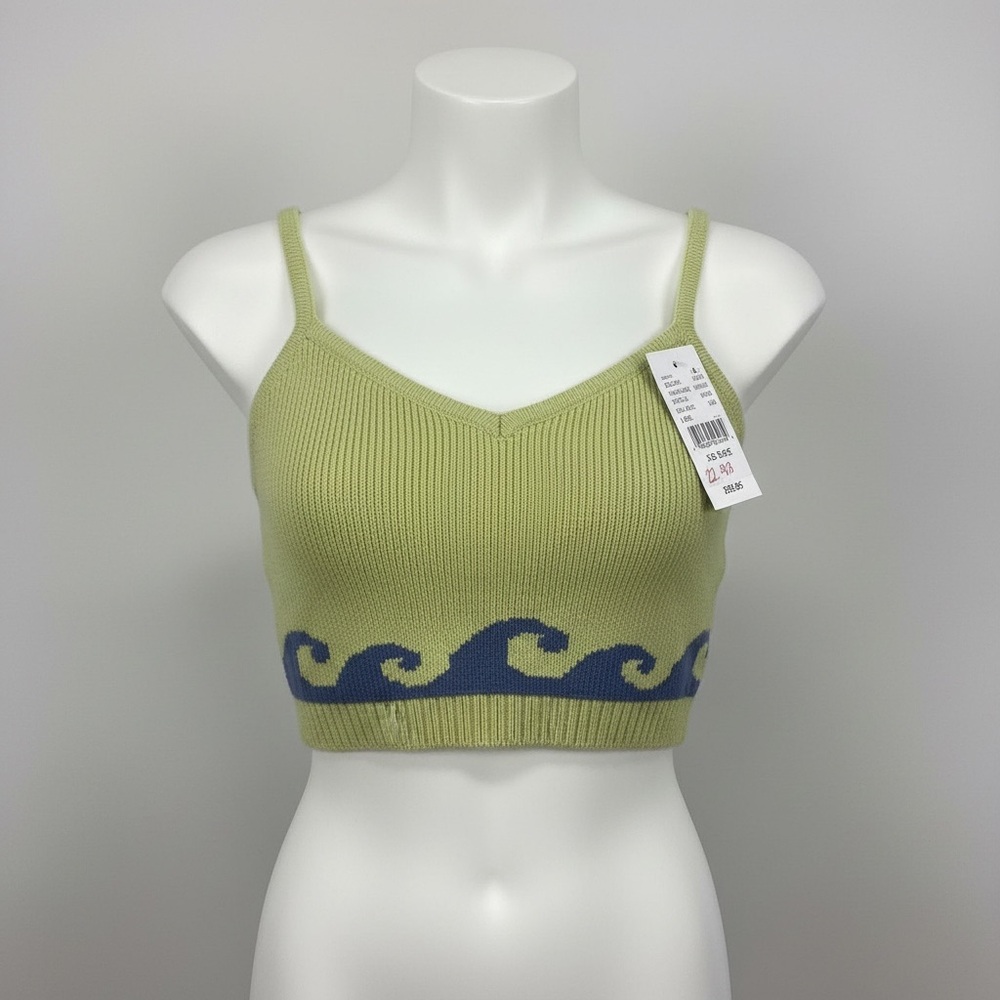 NWT: L.A. Hearts, Pac Sun Cami Tank Top, Cropped, Beachy, wave, knit, Sz XS